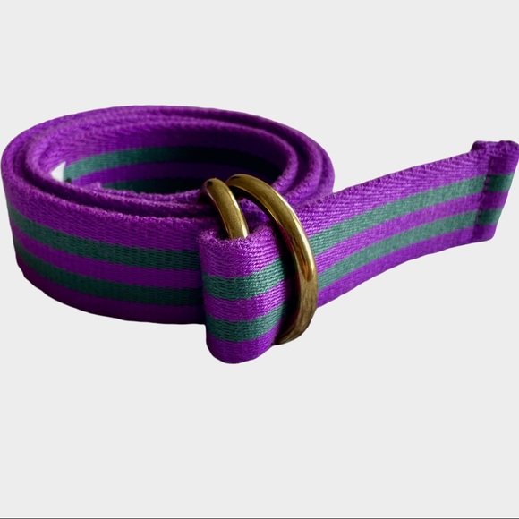 J. Crew woven belt purple olive green M/L like new!